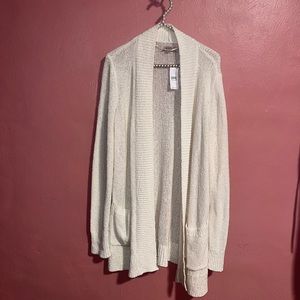 LOFT Cream Open-Front Cardigan